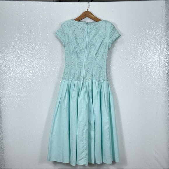 Talbots Light Blue dress Lined blend with pearl details size 4 petite - Picture 4 of 8